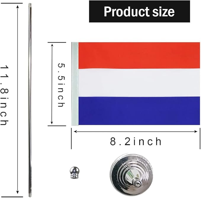 Netherlands Flag Dutch Flags, Small Mini Dutch Desk Flag, Used for Table Office Classroom Home Patriotic Events Decorations