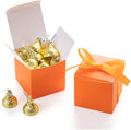 AWELL Orange Gift Candy Box Bulk 2x2x2 inches with Orange Ribbon Party Favor Box for Graduation Halloween Party,Pack of 50