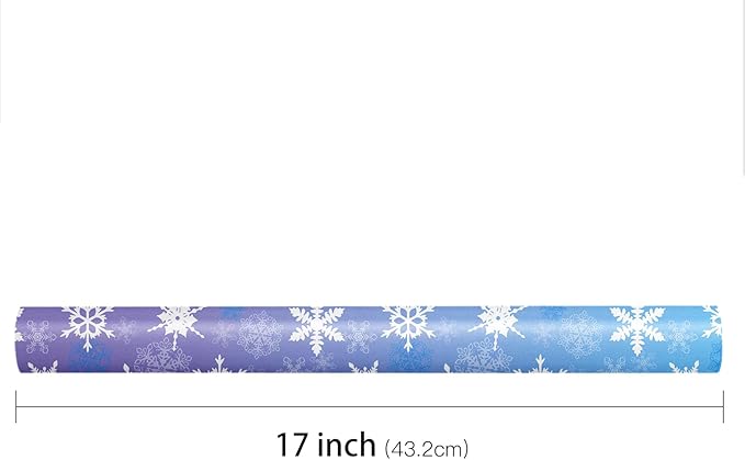 LeZakaa Christmas Wrapping Paper Roll, Purple Blue Snowflakes, Elegant Gift Wrap for Winter Holidays, Birthdays, Adults, Men, Women, Mini Roll 17 in x 16.4 Ft