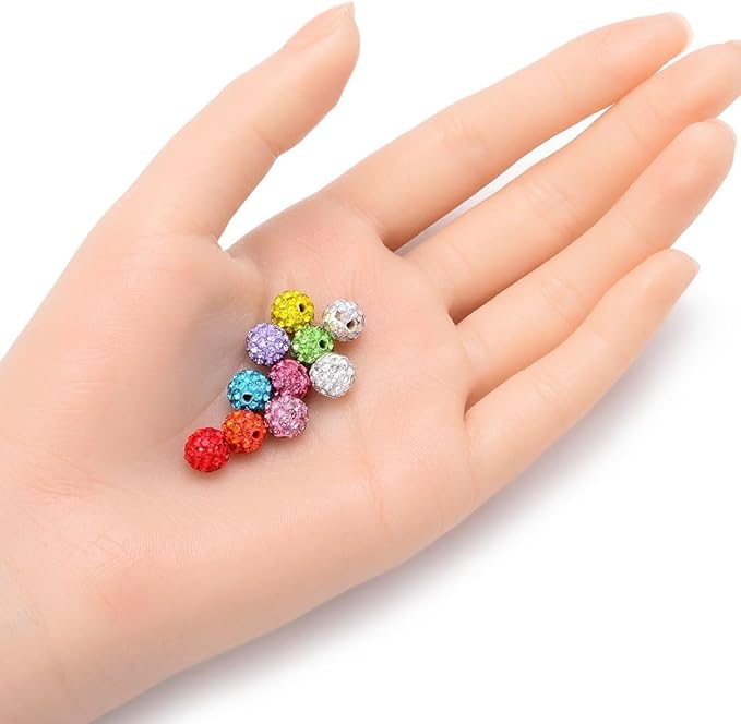 25pcs Adabele Grade A Suncatcher Crystal Rhinestone Pave Loose Beads 8mm Light Sapphire Blue Polymer Clay Disco Ball Spacers Compatible with Shamballa All Craft Jewelry Making DB8-14