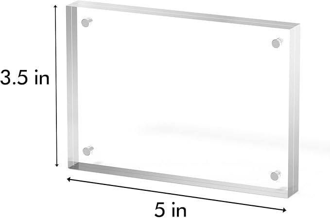 3.5x5 Acrylic Picture Frame 5 Pack, Clear Freestanding Double Sided Frameless Magnetic Photo Frames, Desktop Display Decor Gift