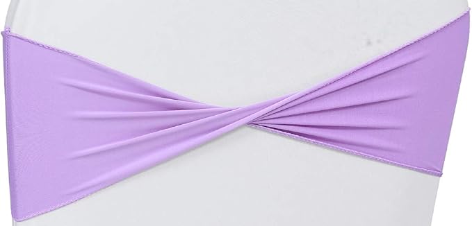 VDS Pack of 300 PCS | Lavender | Spandex Chair Sashes Bows Without Buckle | Stretch Elastic Banquet Universal Folding Chair Band Tie with for Wedding Party Conference Celebration Event Decoration