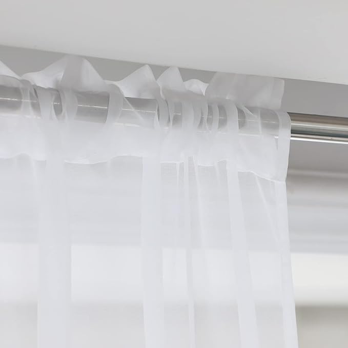 Window White Sheer Curtains 48 Inches Width 90 Inches Long 2 Panels Sheer Curtains Clear Curtains Basic Rod Pocket Panel for Home/Living Room/Bedroom/Kids Room