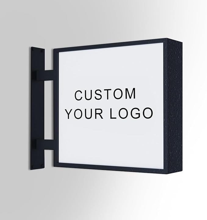Custom business sign,Personalized Backlit LED Signs, Acrylic custom light up sign for business logo, UV/Metal Bar Salon Beauty Studio Custom LED Neon Name Wall Decor Sign (Double Side Light Box)