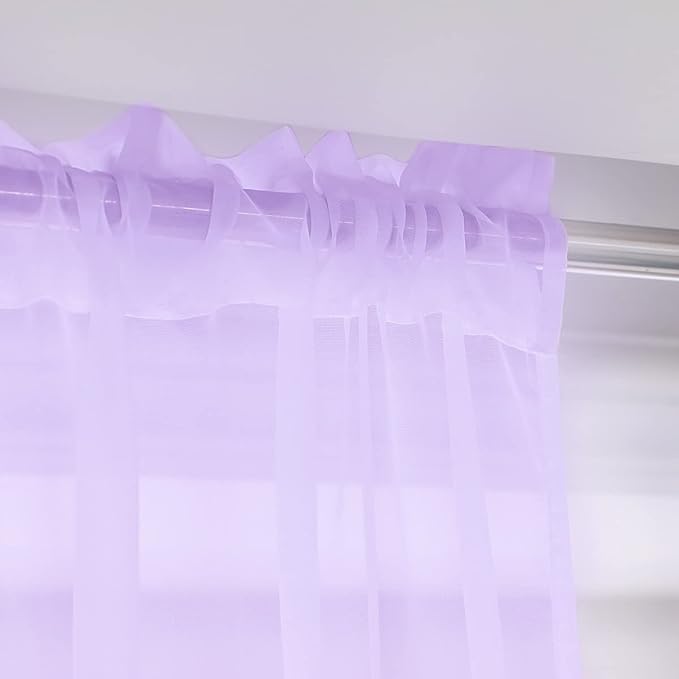 Window Purple Sheer Curtains 48 Inches Width 63 Inches Long 2 Panels Sheer Curtain Clear Curtains Basic Rod Pocket Panel for Home Living Room Bedroom Kids Room Yard Patio Parlor Sliding