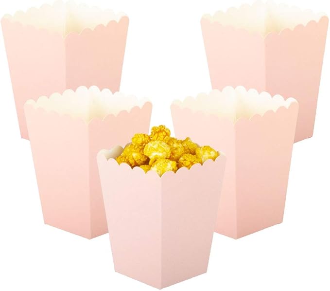 YESON Pink Popcorn Boxes Mini Paper Popcorn Box for Party,Pack of 36