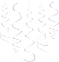 White Party Hanging Swirl Decorations Plastic Streamer for Ceiling, Pack of 28