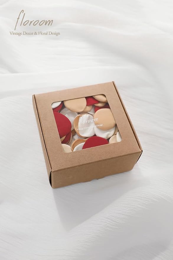 Floroom 300pcs Rose Petals Red Gold Faux Silk Flower Petals for Wedding Flower Girl Basket Aisle Scatter Cake Sweetheart Table Centerpieces Party Confetti Bridal Shower Romantic Night Decoration