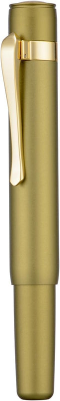 HONG DIAN M2 Black Forest Mini Fountain Pen, Bent Nib & Sleek Shape Aluminium Short Pocket Travel Pen (Olive Green)