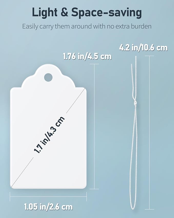 Uniclife 1000 Pcs Price Tags 1.8 Inch Writable Price Labels White Price Display Tags for Pricing Clothing Jewelry Gifts Blank Hang Tags Merchandise White Marking Tags with Strings, 1.8" x 1.05"