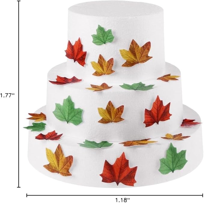 GEORLD Set of 48 Edible Fall Leaves Cake Decorations, Cupcake Topper 3 Colors
