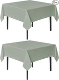 sancua Square Tablecloths 85x85 Inch, 2 Pack - Sage Green Fabric Table Cloth for Square or Round Tables, Washable Polyester Table Cover for Outdoor Party, Birthday, Buffet, Resturant
