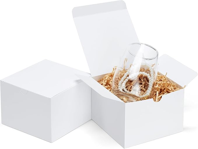 Eupako White Gift Boxes 5x5x3.5 25 Pack Kraft Paper Gift Boxes with Lids for Crafting, Gifts, Wedding, Birthday, Party, Cupcake