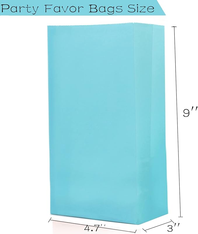 Oletx 30-Pack Blue Party Favor Paper Bags, 9'' Wrapped Treat Goodie Candy Paper Lunch Bags for Birthday Party, Babyshower, School Activitities
