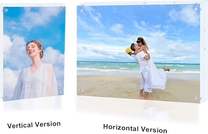 2 Pack Acrylic Picture Frame 4x4 Clear Double Sided Magnetic Photo Frameless Desktop Display with Photo Frame Stand Best Gift for Family, Baby, Document Photo Frames- Free Soft Microfiber