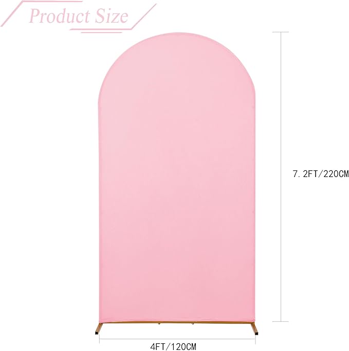 bricia Wedding Arch Backdrop Stand Cover, 7.2FT Double Sided Stretchy Arch Cover Fitted Wedding Birthday Party Banquet Decoration (Pink 86.4''Lx48''W)