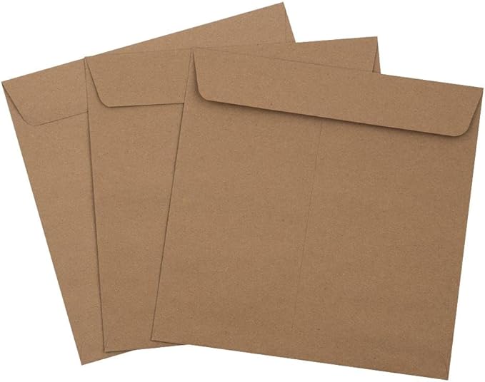 LUXPaper Square Invitation Envelopes | Peel & Press | 8" x 8" | Grocery Bag Brown | 70lb. Text | 50 Qty