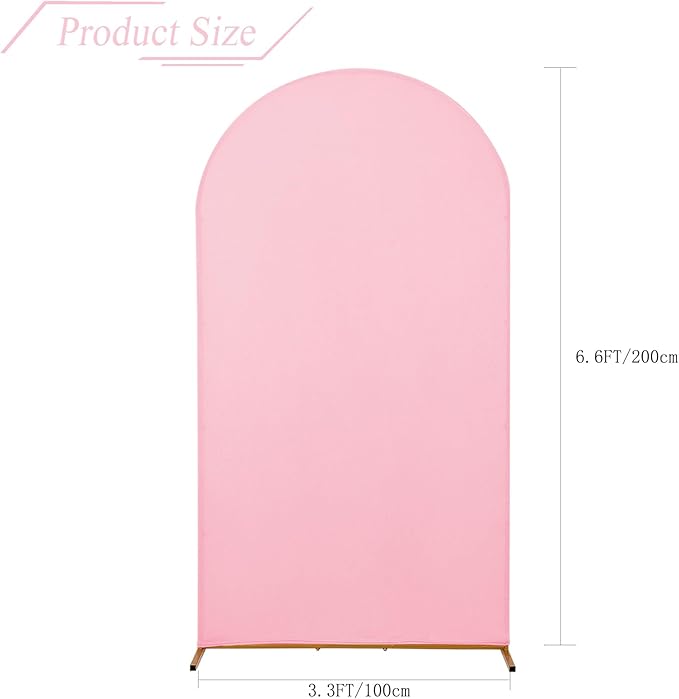 bricia Wedding Arch Backdrop Stand Cover, 6.6FT Double Sided Stretchy Arch Cover Fitted Wedding Birthday Party Banquet Decoration (Pink 79.2''Lx39.6''W)
