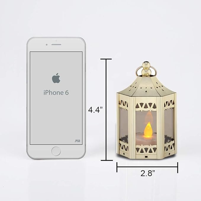 zkee Mini Star Lanterns with Flickering LED, Battery Included, Decorative Hanging Lanterns for Christmas and Indoor Use (Set of 8, Golden)