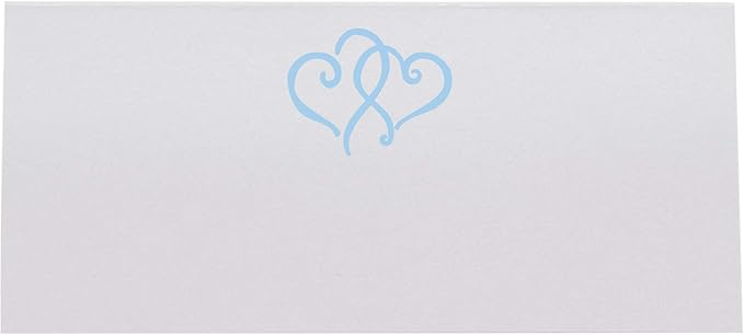 Linked Hearts Place Cards, Light Blue (Choose Color), Set of 150, Pre-cut and Scored - Wedding, Party, Dinner, and Special Events - Made in the USA