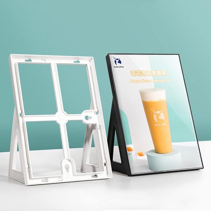 ABS Plastic Sign Holder，Menu Displays L Shape Sign Stand Vertical/Horizontal Use (White A3 297×420mm/11.69×16.54inches)