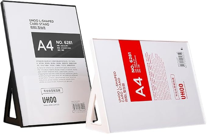 ABS Plastic Sign Holder，Menu Displays L Shape Sign Stand Vertical/Horizontal Use (White A3 297×420mm/11.69×16.54inches)