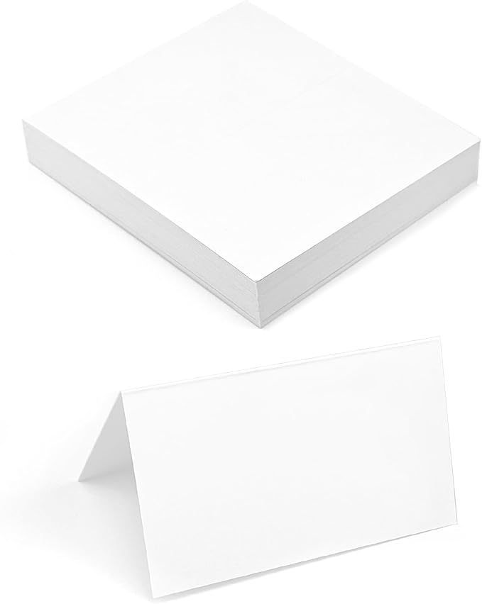 Quacc 50 PCS Blank Place Cards, 3.54" x 1.97" Name Place Cards Tent Cards for Wedding, Table, Holiday (White)
