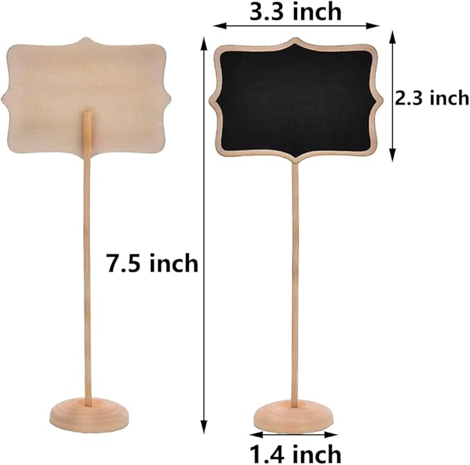 20PCS Wood Mini Chalkboard Sign and Replacement Stickers, Food Labels for Party Buffet,Blackboard for Message Board Signs,Weddings Place Cards, Birthday Party