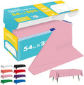Pink Plastic Table Cover Roll - 54IN x 300FT, Table Cloth for Rectangle Table with Slide Cutter, Plastic Table Cloth Disposable with Cut-to-Size Design for Weddings, Banquets, Parties