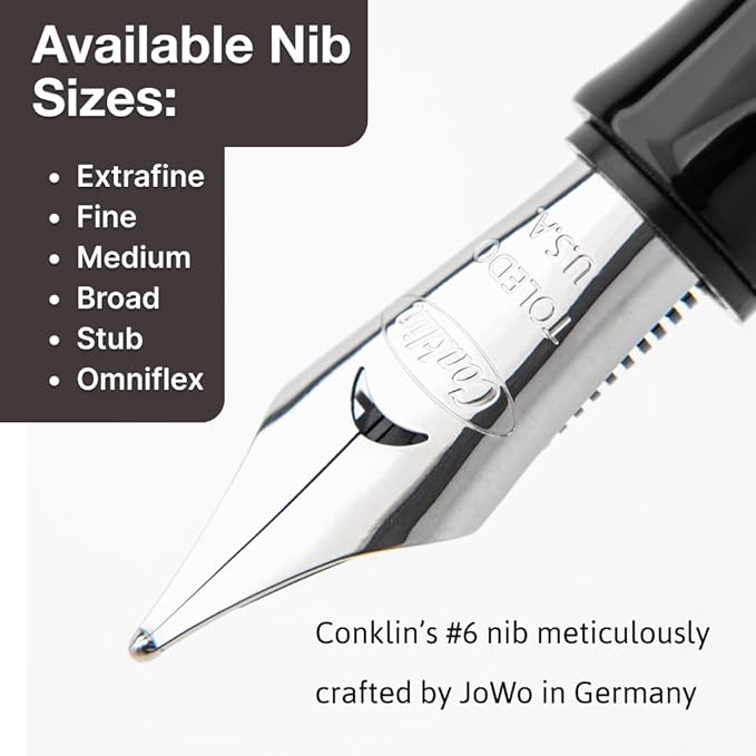 Conklin Duragraph Fountain Pen Ice Blue - Extra Fine Nib, Precision Writing Instrument with Cool Blue Finish