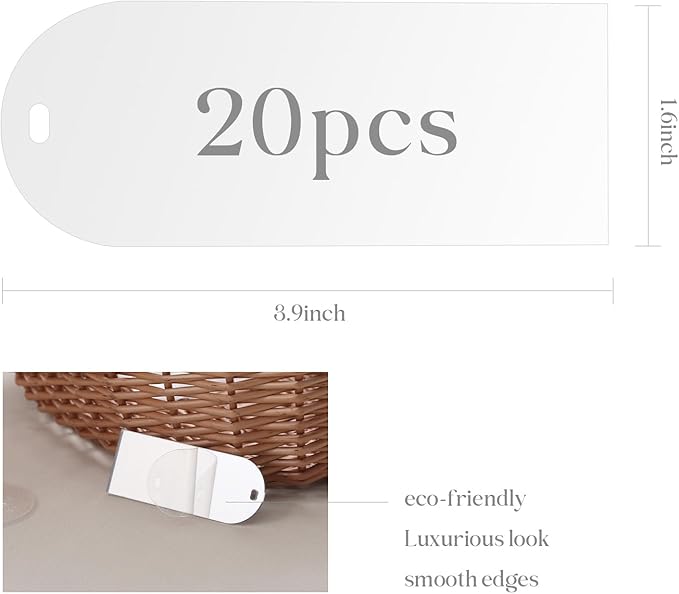UNIQOOO 20 Pcs Mirror Silver Acrylic Place Cards, 3.9x1.6 inches DIY Blank Hanging Tags, Perfect for Wedding Table Decor, Birthday, Centerpiece, Decoration, Party, Anniversary, Event