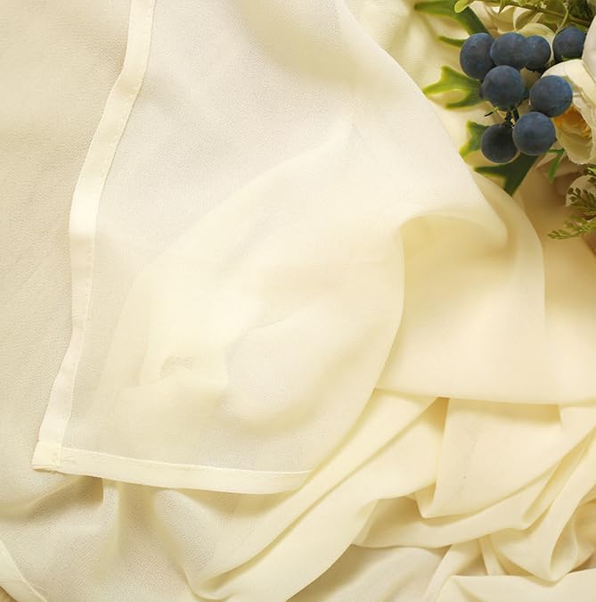 SHERWAY 2 Panels 30Ft Extra Long Chiffon Arch Drapes for Wedding Party Reception Backdrop Ceremony Swag Decoration (Ivory & Ivory)