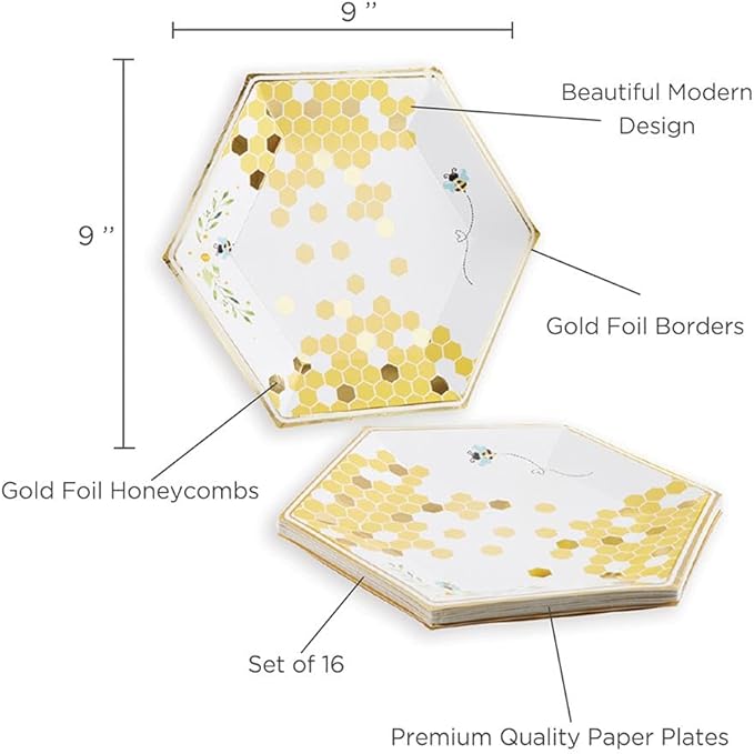 Kate Aspen Sweet as Can Bee 62 Piece Party Tableware Set (16 Guests)