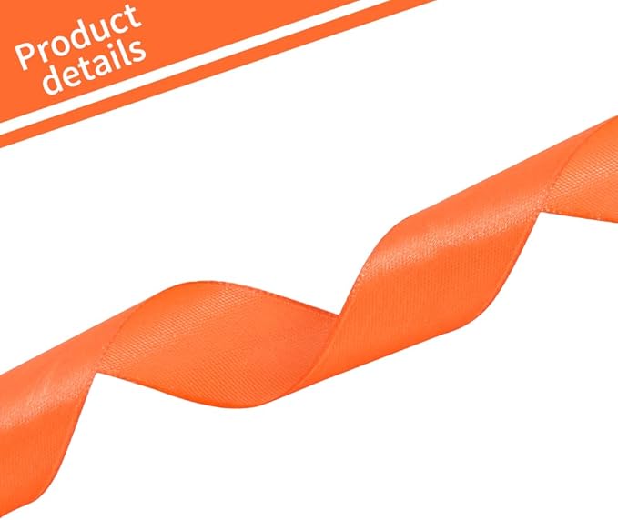 TONIFUL 1 Inch x 100yds Orange Satin Ribbon, Thin Solid Color Satin Ribbon for Gift Wrapping, Crafts, Hair Bows Making, Wedding Party Decoration, Floral Bouquets,Thanksgiving,Halloween