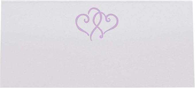 Linked Hearts Place Cards, Lavender (Choose Color), Set of 25, Pre-cut and Scored - Wedding, Party, Dinner, and Special Events - Made in the USA
