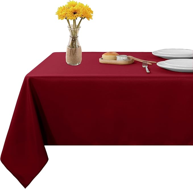 Fitable Rectangle Tablecloth Stain and Wrinkle Resistant Washable Polyester Table Cloth for Buffet Parties and Camping (60x84 inch, Red)