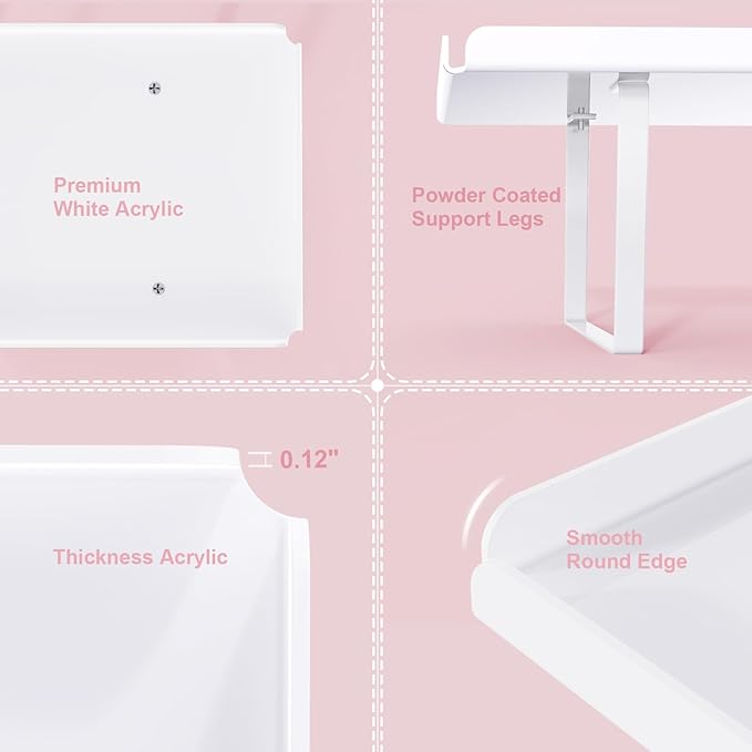 3 Pieces Cupcake Stand Holder, White Acrylic Dessert Table Display Set with Iron Support Legs for Birthday Candy Bar Décor Weddings, Parties Events