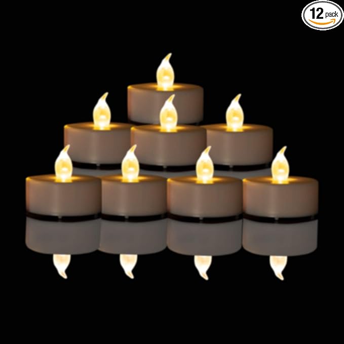 Nancia LED Tea Lights Candles- 12PACK Flameless Candles Realistic and Bright Flickering Long Lasting 200Hours for Holiday Celebration,Home Decoration Warm White
