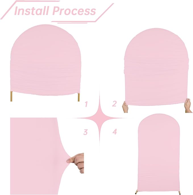 bricia Wedding Arch Backdrop Stand Cover, 5FT Double Sided Stretchy Arch Cover Fitted Wedding Birthday Party Banquet Decoration (Pink 60''Lx25.2''W)