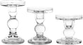 3-Piece Set of Glass Candlestick, Crystal Candlestick Holder Holder and Conical Candle, Christmas Candle Holder Decoration, Family Living Room Wedding Candle Holder (Clear)