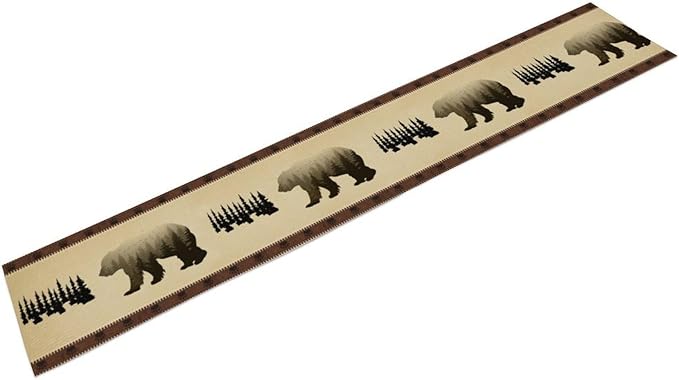 Vintage Bear Table Runner Forest Retro Rustic Cabin Farmhouse Table Runner for Party Dinner Bedroom Living Room Kitchen 13x36 Inch