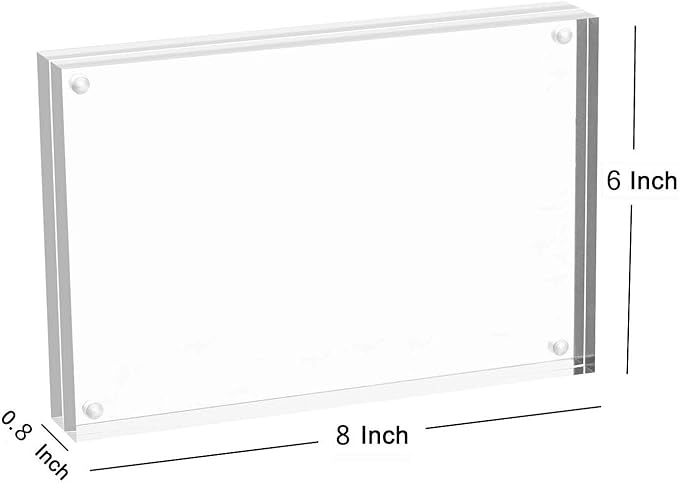 Meetu Acrylic Picture Frame 6x8 Tabletop Photo Frame Magnetic Double Sided Frame Free Standing Desktop for Display Document, Certificate, Photograph, Artwork in Office Room