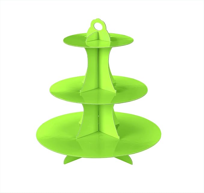 2Pcs 3-Tier Cupcake Stand, Cake Stand holder, Tiered DIY Cupcake Stand Tower for Dessert Table Displays, Birthday Theme Party Favors Decoration, Floral Tea Party, 12" W x 12.8" H, Green