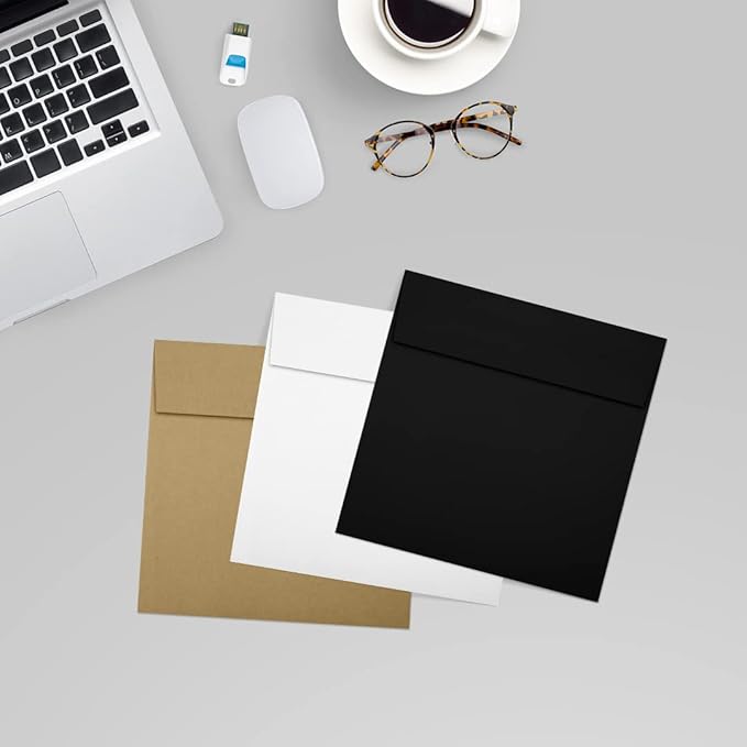 LUXPaper Square Invitation Envelopes | Peel & Press | 5" x 5" | Midnight Black | 80lb. Text | 50 Qty