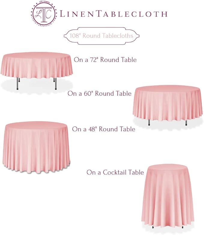 LTC LINENS 10 Pack 108 Inch Round Tablecloths Silver - Bulk for 48 Inch Round Table Floor Length - Wrinkle Resistant Polyester Fabric Cloth for Wedding
