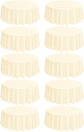 10 Pack Round Tablecloths - 108 Inch, Beige Polyester Table Cover for Round Tables, Stain and Wrinkle Resistant Washable Fabric Table Cloth, Polyester Tablecloth for Wedding Banquet Partie