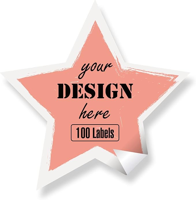 Custom Stickers Personalized Labels - Customized Stickers with Any Design Image Logo Text,Custom Thank You Label Stickers,Custom Stickers for Business Logo,100 Labels (Star,1.5"x1.5")