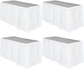 TURSTIN 4 Pieces White Plastic Table Skirts 14 Feet x 29 Inch for Rectangle Tables Fitted Tablecloth Disposable Table Cover for Birthday Party, Events, Banquette Baby Shower