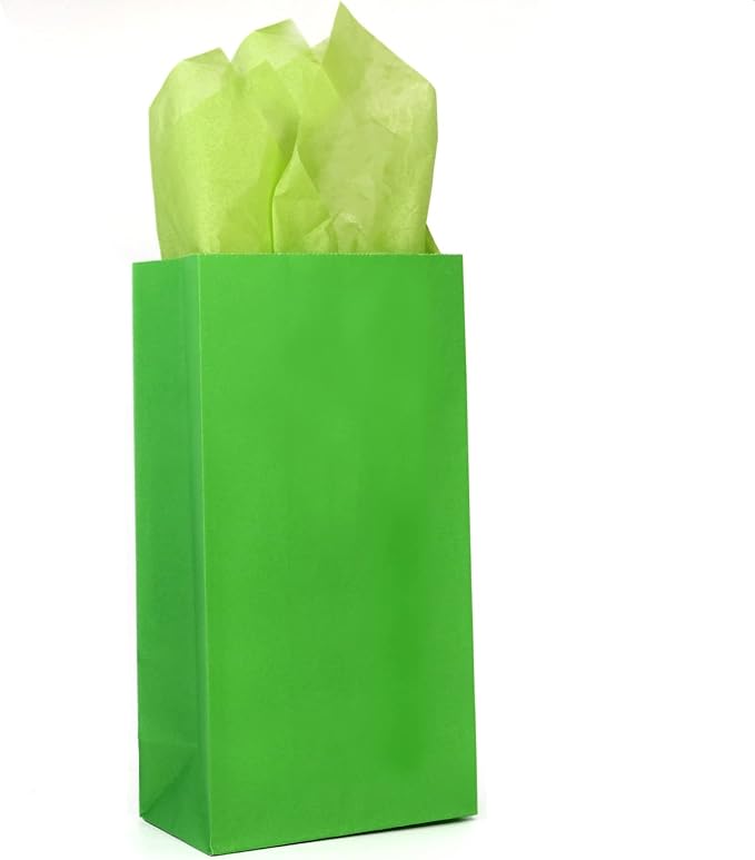 Oletx 30-Pack Green Party Favor Paper Bags, 9'' Wrapped Treat Bags for Birthday Party, Baby Shower, School Activities