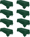 8 Pack Dark Green Tablecloth 60 x 102 Inch Rectangular Tablecloths for 6 Foot Rectangle Tables, Wrinkle Resistant Hunter Green Table Cloth Washable Polyester Fabric for Buffet Wedding Party Banquet